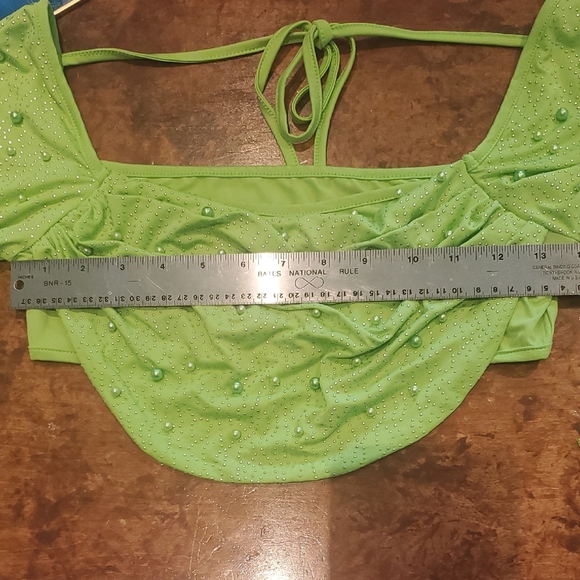 Statement Piece! Lime Green Beaded Skirt Set - Picture 10 of 10